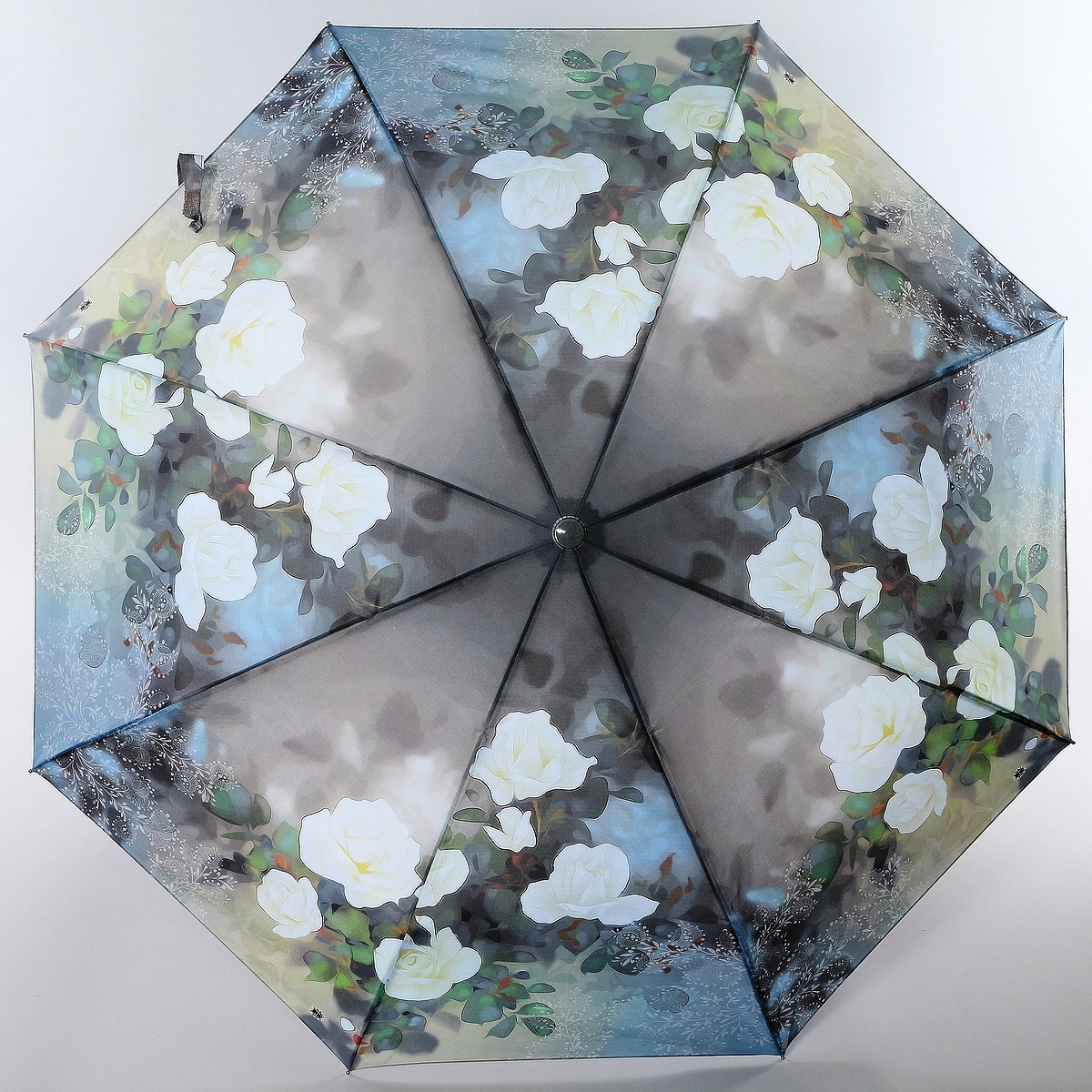 Зонт женский Magic Rain, полуавтомат, 3 сложения, цвет: серо-голубой, голубой. 4231-1632