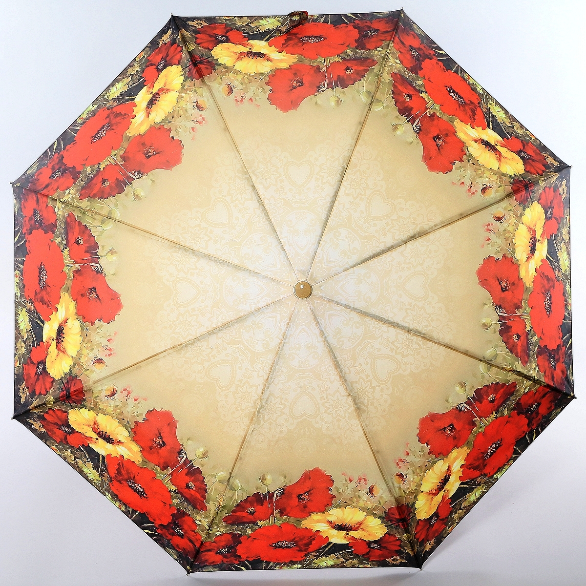 Зонт женский Magic Rain, полуавтомат, 3 сложения, цвет: темно-бежевый, коралловый. 4231-1635