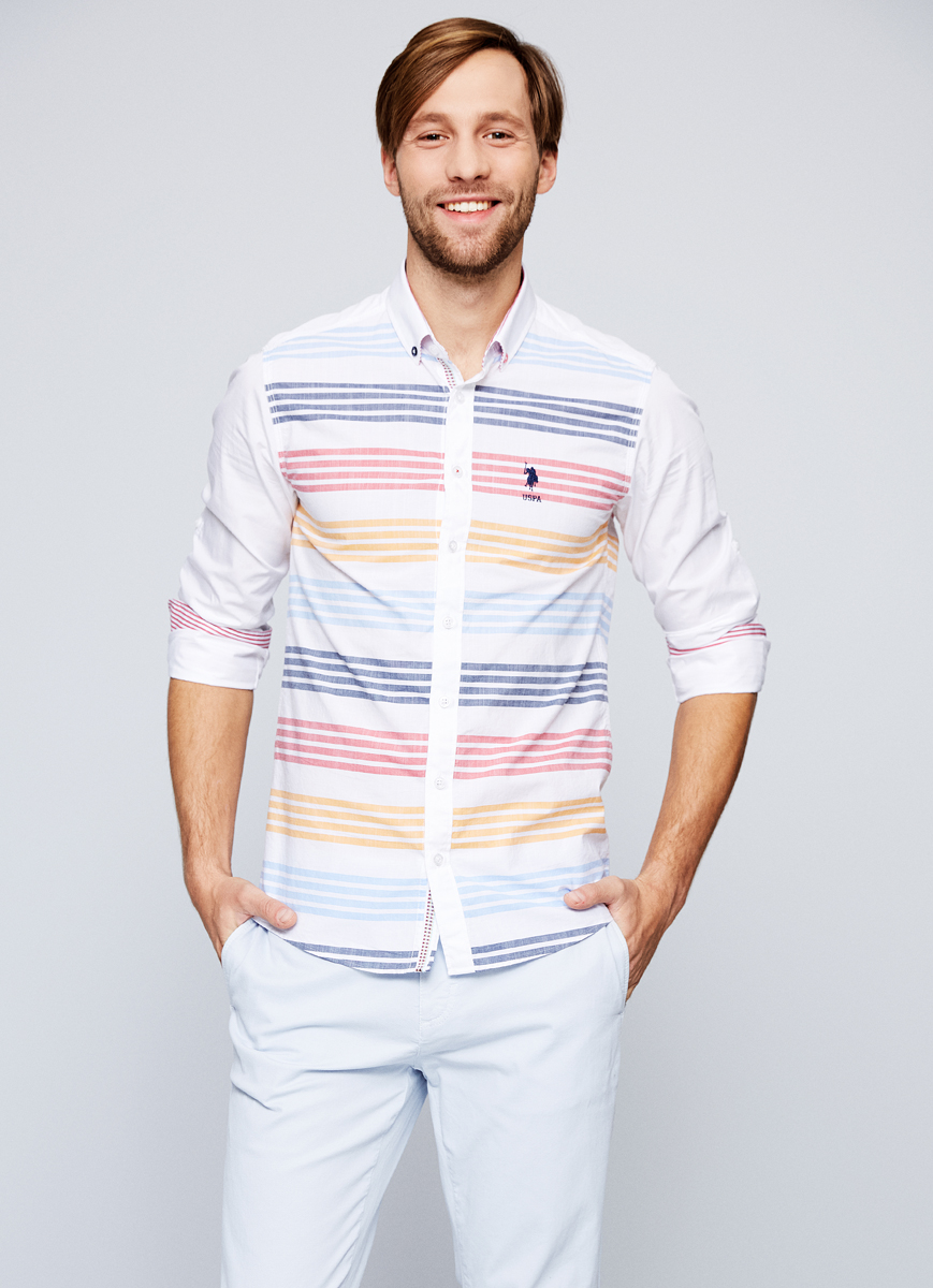 Рубашка мужская U.S. Polo Assn., цвет: белый. G081SZ004AVILFLEUR. Размер L (52) рубашка мужская santa barbara polo