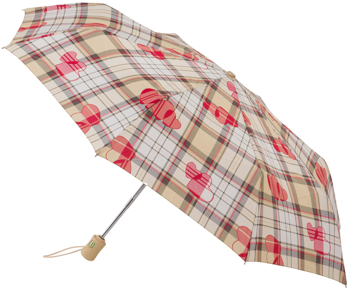 Зонт женский Fulton, автомат, 3 сложения, цвет: бежевый, розовый. 346J/2315