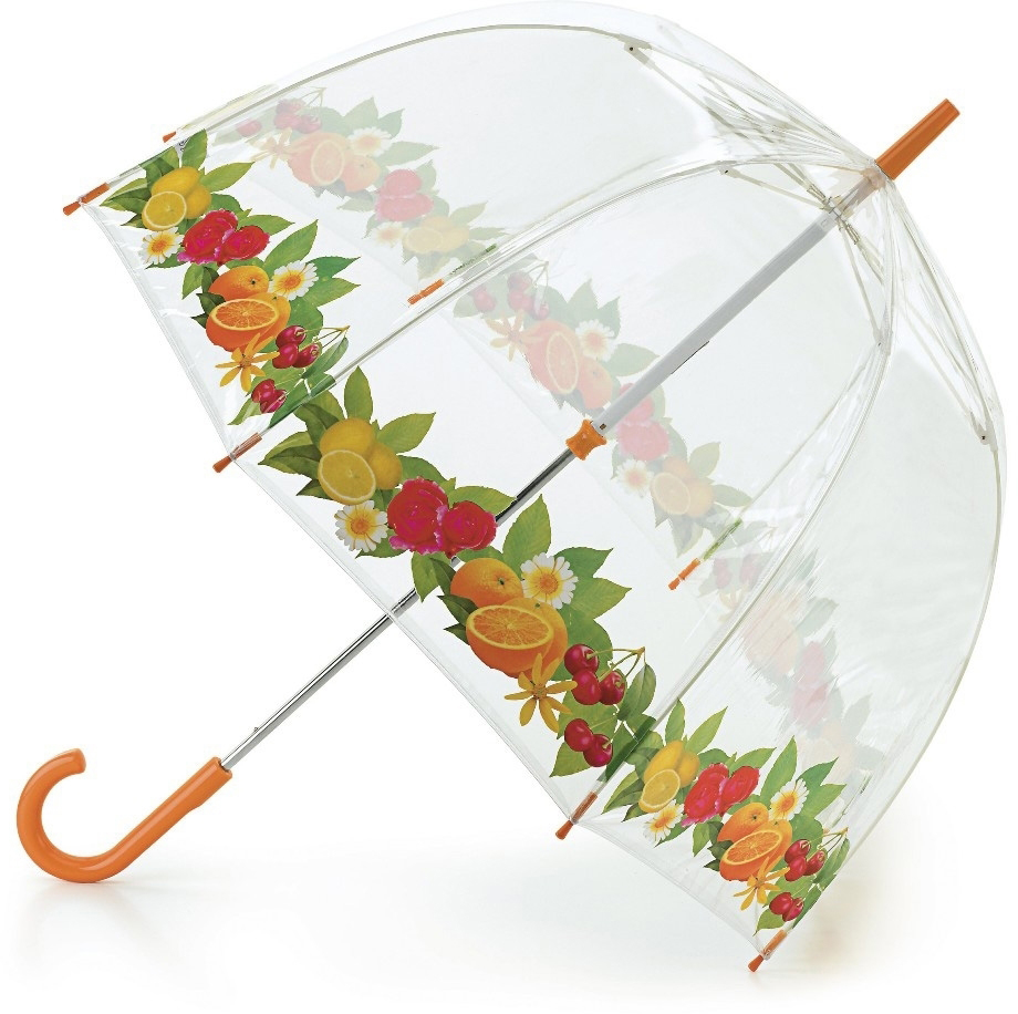 Зонт-трость женский Fulton, механика, цвет: оранжевый, зеленый. 042L/2314