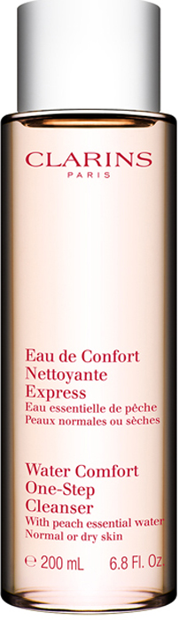 Clarins Очищающая вода для нормальной или сухой кожи с экстрактом персика Eau De Confort Nettoyante Express, 200 мл