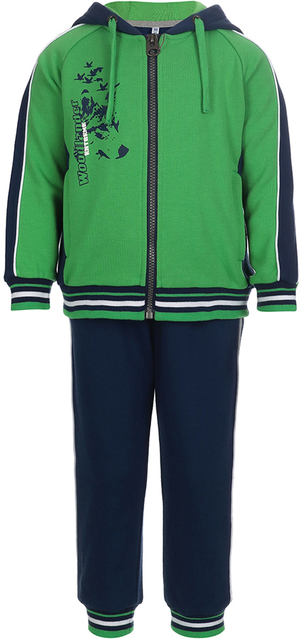 Спортивный костюм для мальчика Oldos Ланс, цвет: зеленый, темно-синий. 5O8SU03. Размер 86, 1,5 года