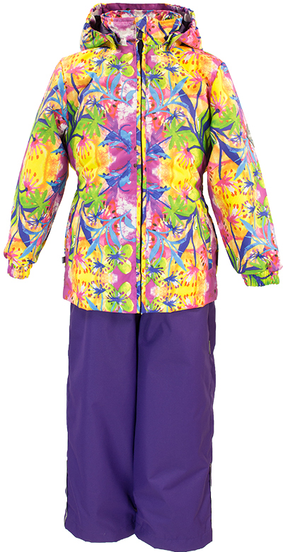Комплект для девочки Huppa Yonne: куртка, полукомбинезон, цвет: фиолетовый, желтый. 41260004-81263. Размер 122