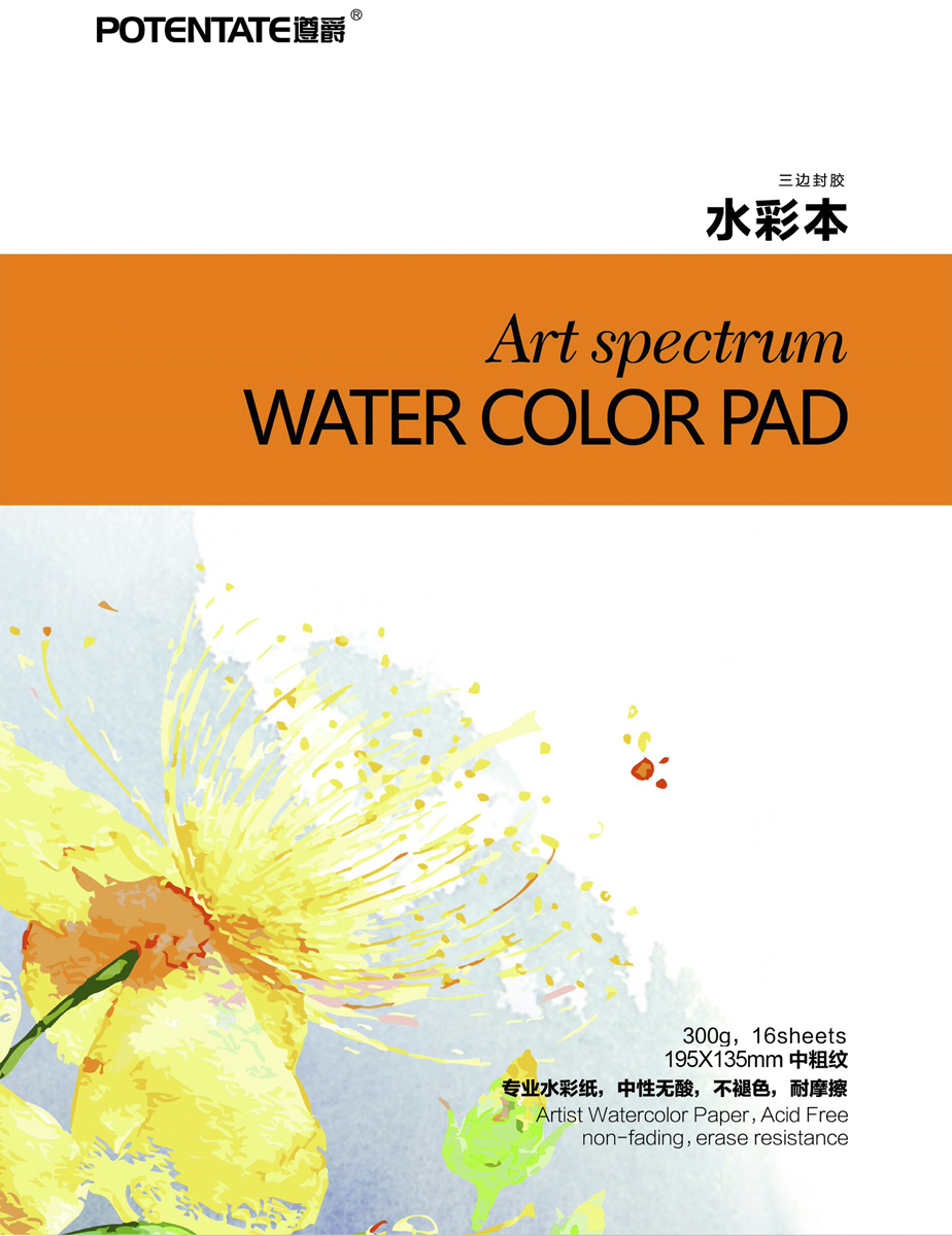 Potentate Бумага для рисования Watercolor Pad Midium Surface 16 листов 195 x 135 мм