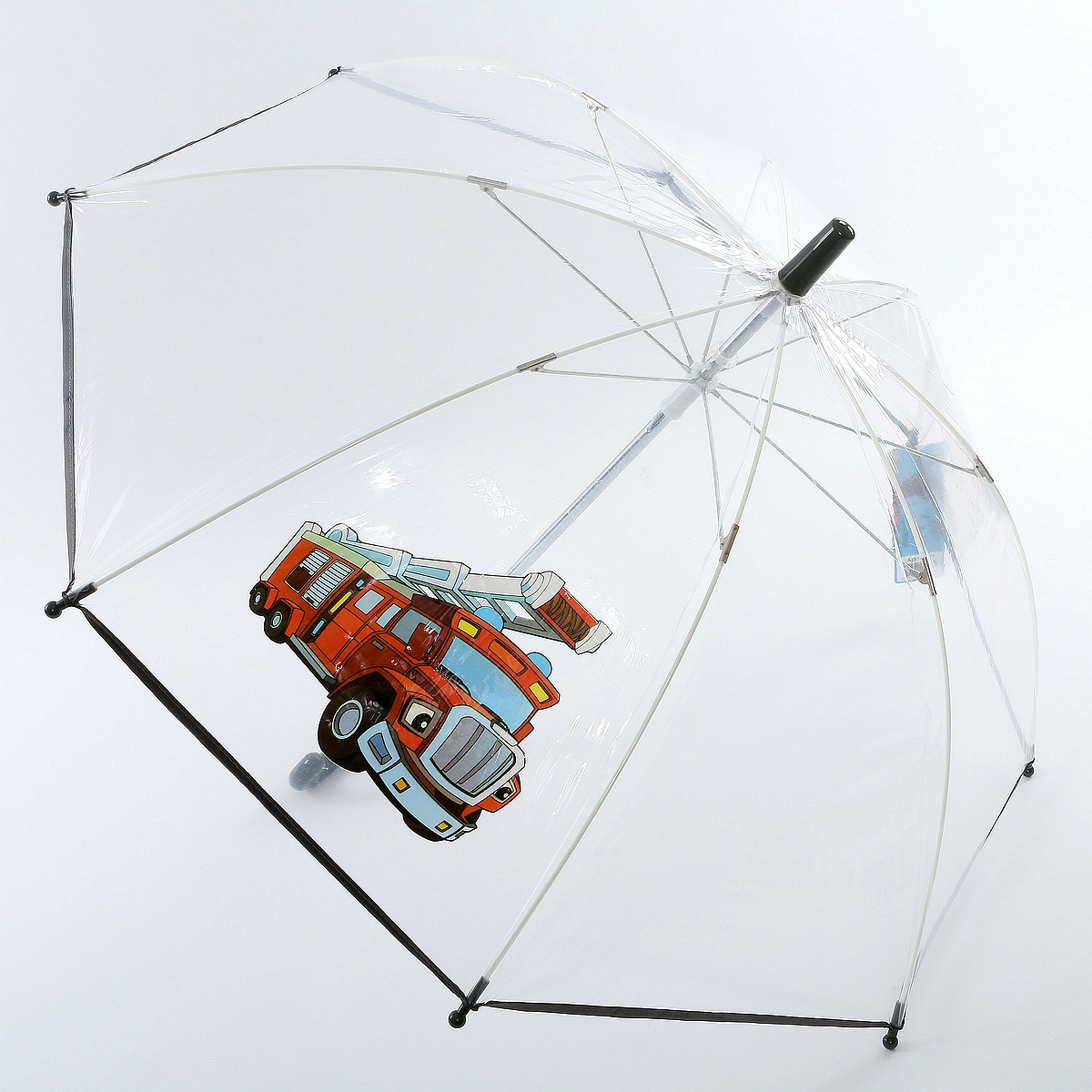Зонт-трость детский ArtRain, механика, цвет: прозрачный, черный. 1511-04