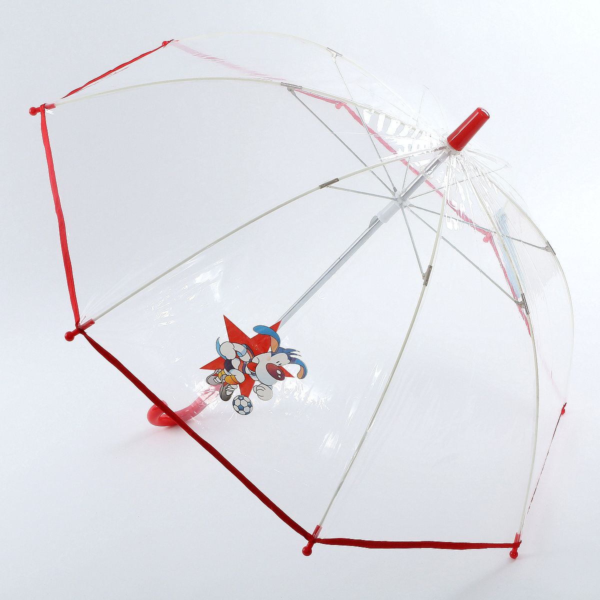 Зонт-трость детский ArtRain, механика, цвет: прозрачный, красный. 1511-06