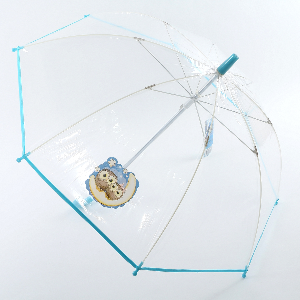 Зонт-трость детский ArtRain, механика, цвет: прозрачный, голубой. 1511-07