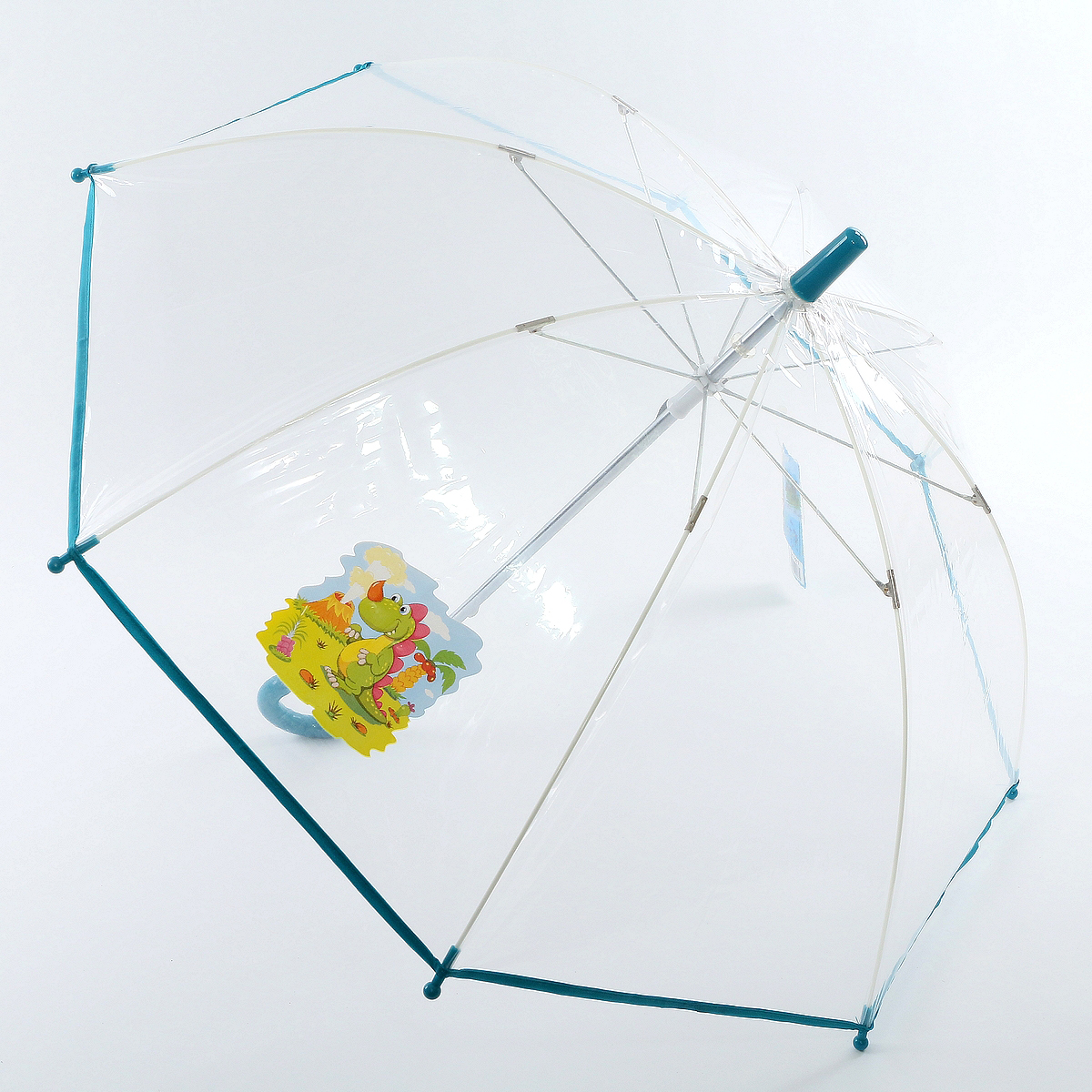 Зонт-трость детский ArtRain, механика, цвет: прозрачный, голубой. 1511-10