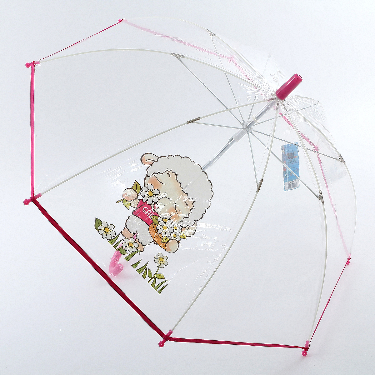 Зонт-трость детский ArtRain, механика, цвет: прозрачный, розовый. 1511-11