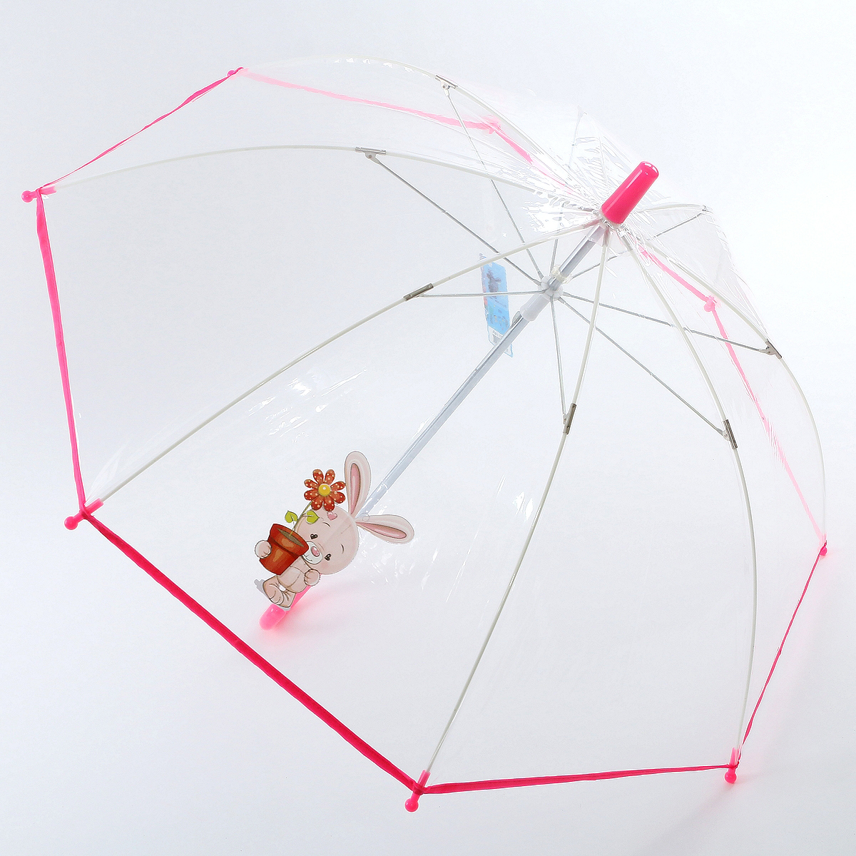 Зонт-трость детский ArtRain, механика, цвет: прозрачный, розовый. 1511-12