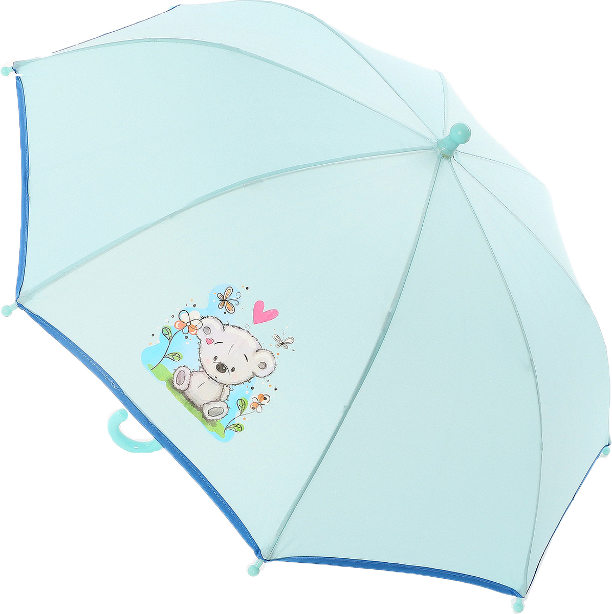Зонт-трость детский ArtRain, механика, цвет: светло-голубой. 1552-04
