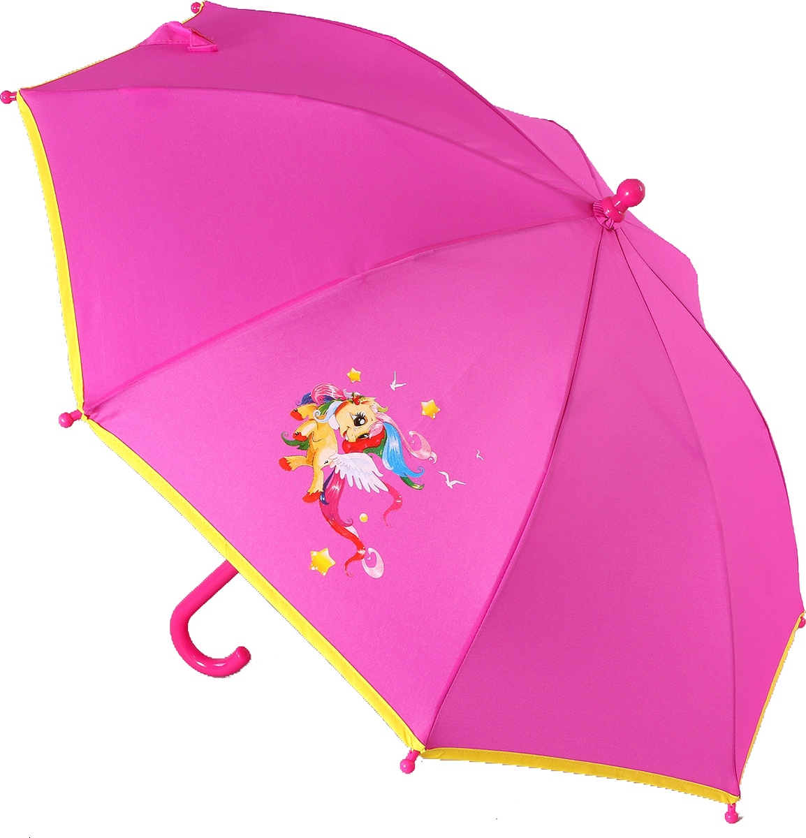 Зонт-трость детский ArtRain, автомат, цвет: фуксия, желтый. 1662-01