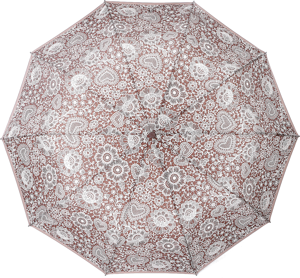 Зонт женский Zest, автомат, 3 сложения, цвет: светло-коричневый, белый. 23968-086