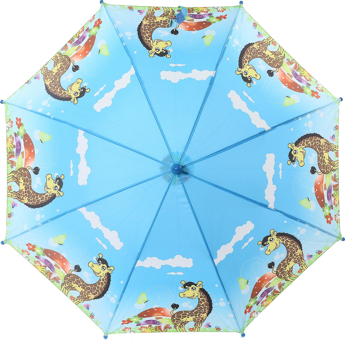 Зонт-трость детский ArtRain, автомат, цвет: голубой, белый, желтый. 1651-11