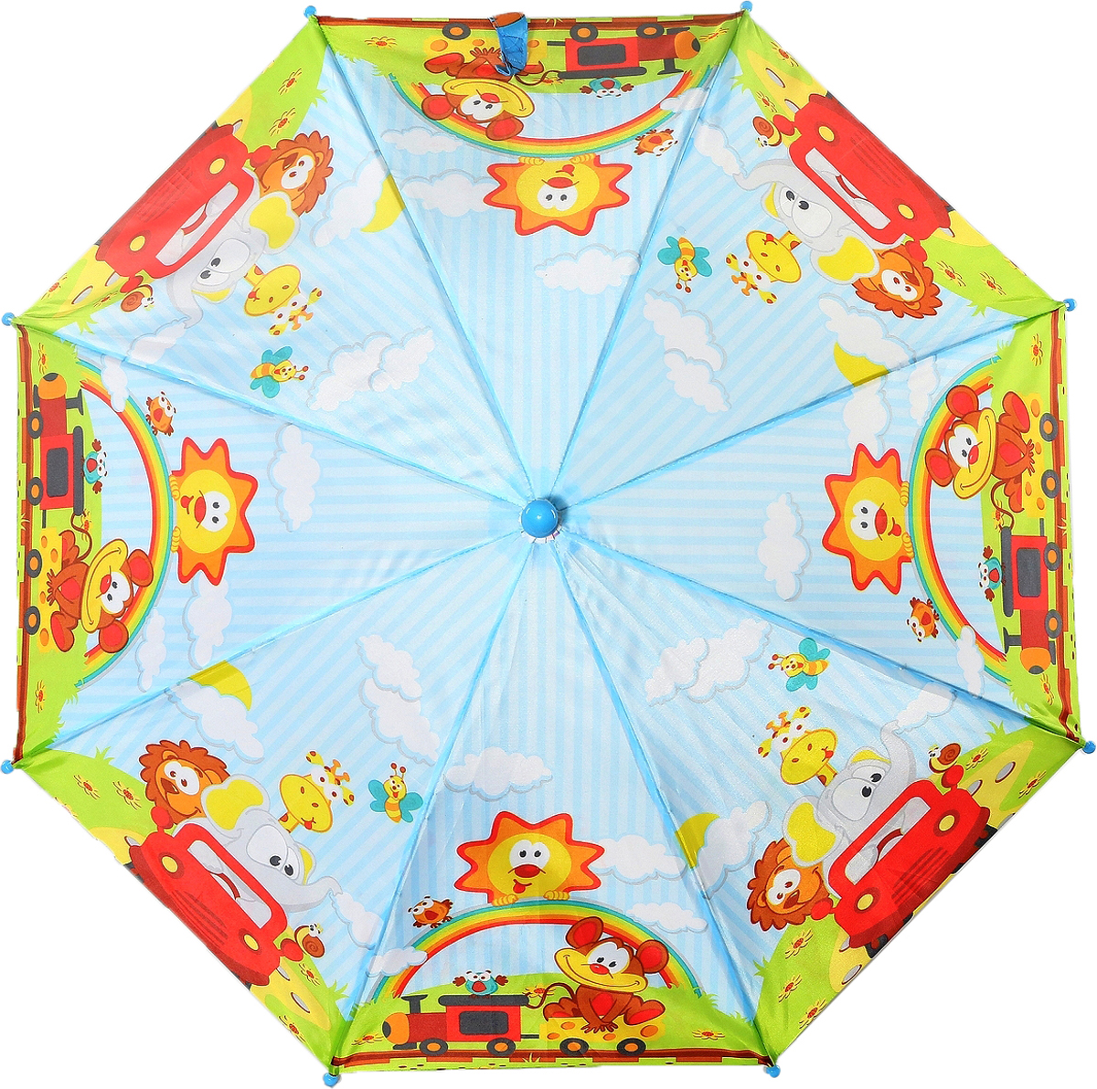 Зонт-трость детский ArtRain, автомат, цвет: светло-голубой, красный, желтый. 1651-03