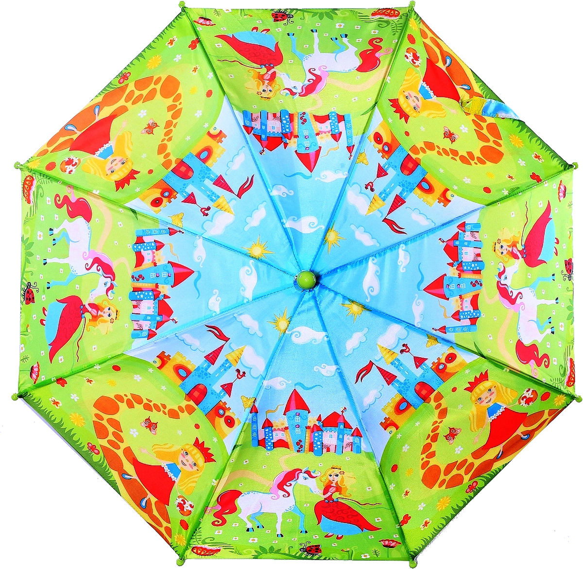 Зонт-трость детский ArtRain, автомат, цвет: зеленый, красный, голубой. 1651-06