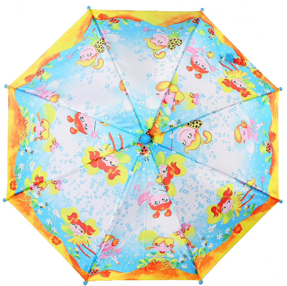 Зонт-трость детский ArtRain, автомат, цвет: голубой, рыжий, желтый. 1651-09