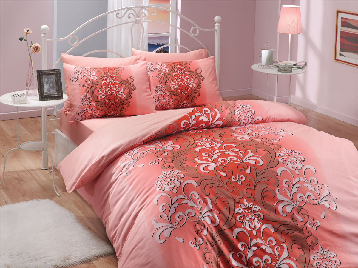 Комплект белья Hobby Home Collection Almeda, евро, наволочки 50x70, 70х70, цвет: персиковый комплект белья hobby home collection serefina евро наволочки 50x70 70x70 цвет персиковый