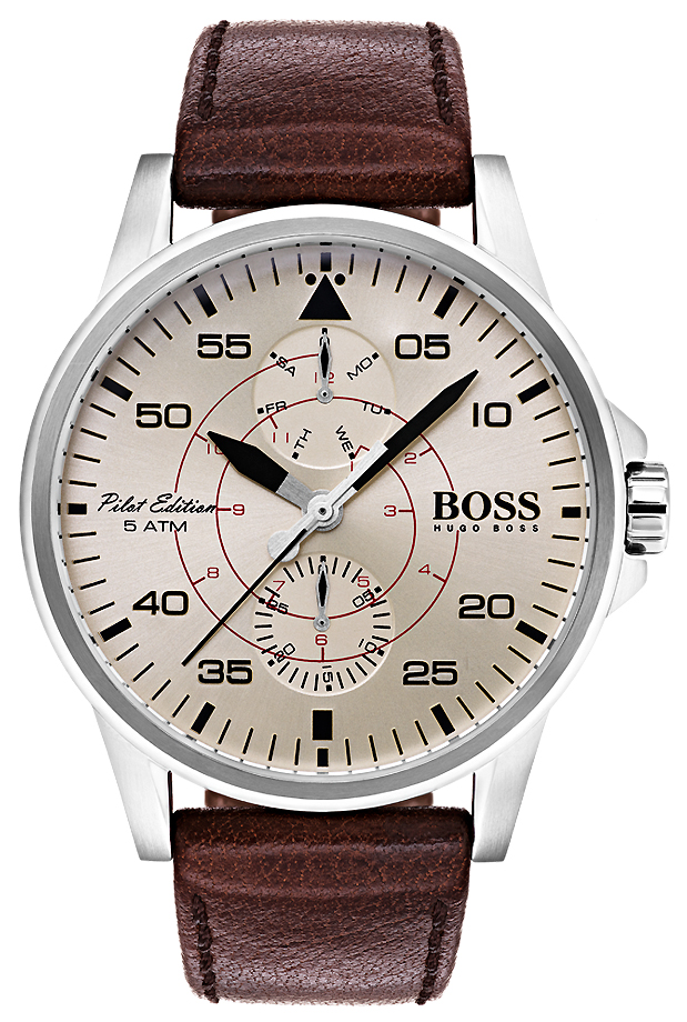Часы наручные мужские Hugo Boss, цвет: бежевый, коричневый. HB 1513516