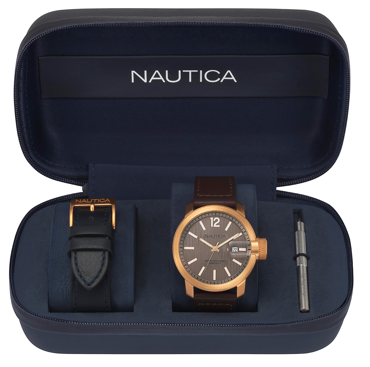 Часы наручные мужские Nautica, цвет: темно-коричневый. NAPSYD013