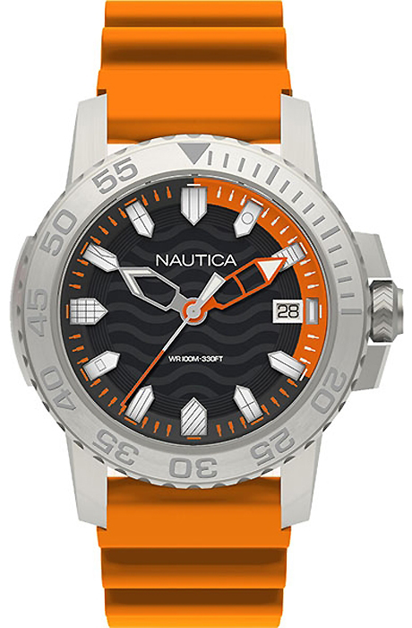 Часы наручные мужские Nautica, цвет: оранжевый, серебристый. NAPKYW002