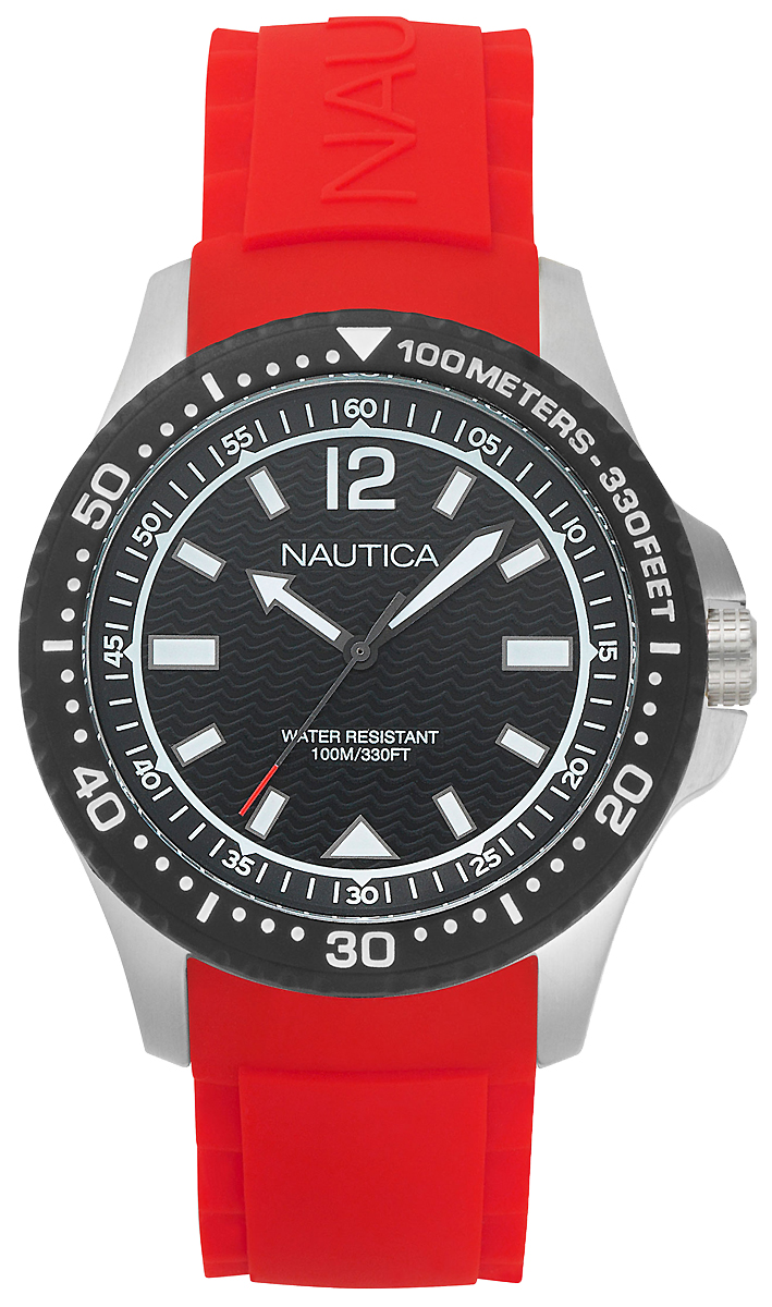 Часы наручные мужские Nautica, цвет: красный, черный. NAPMAU003