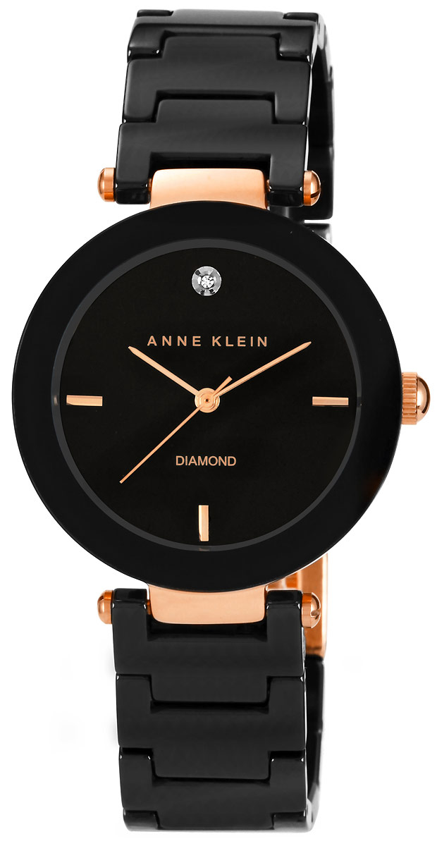 Часы наручные женские Anne Klein, цвет: черный, розовое золото. 1018 RGBK