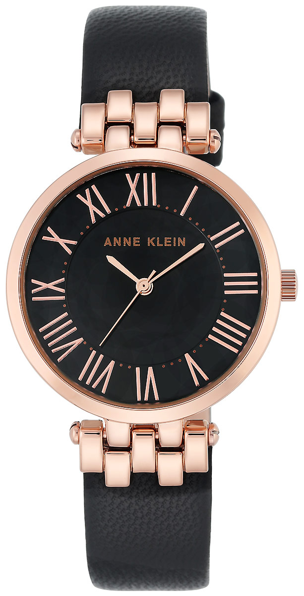 Часы наручные женские Anne Klein, цвет: черный, розовое золото. 2618 RGBK
