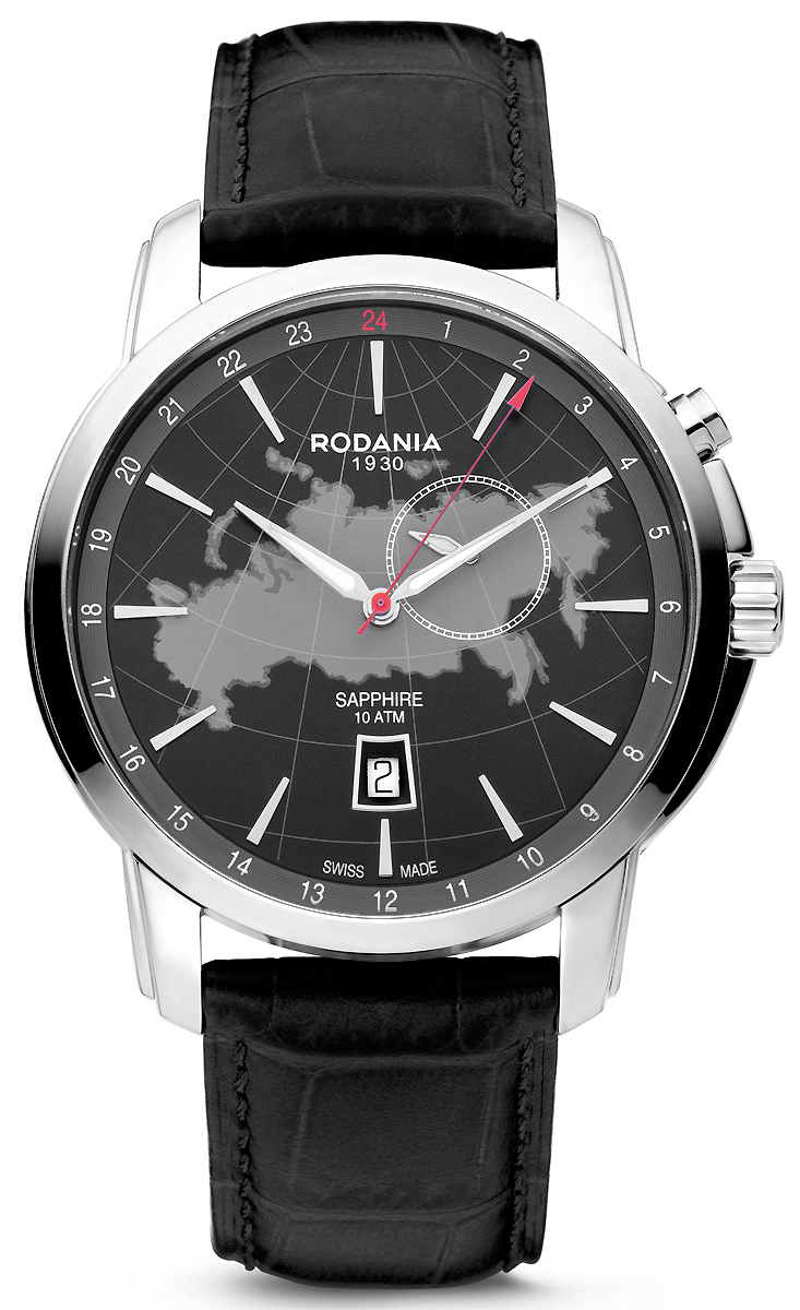Часы наручные мужские Rodania, цвет: черный, серебристый. 2514727