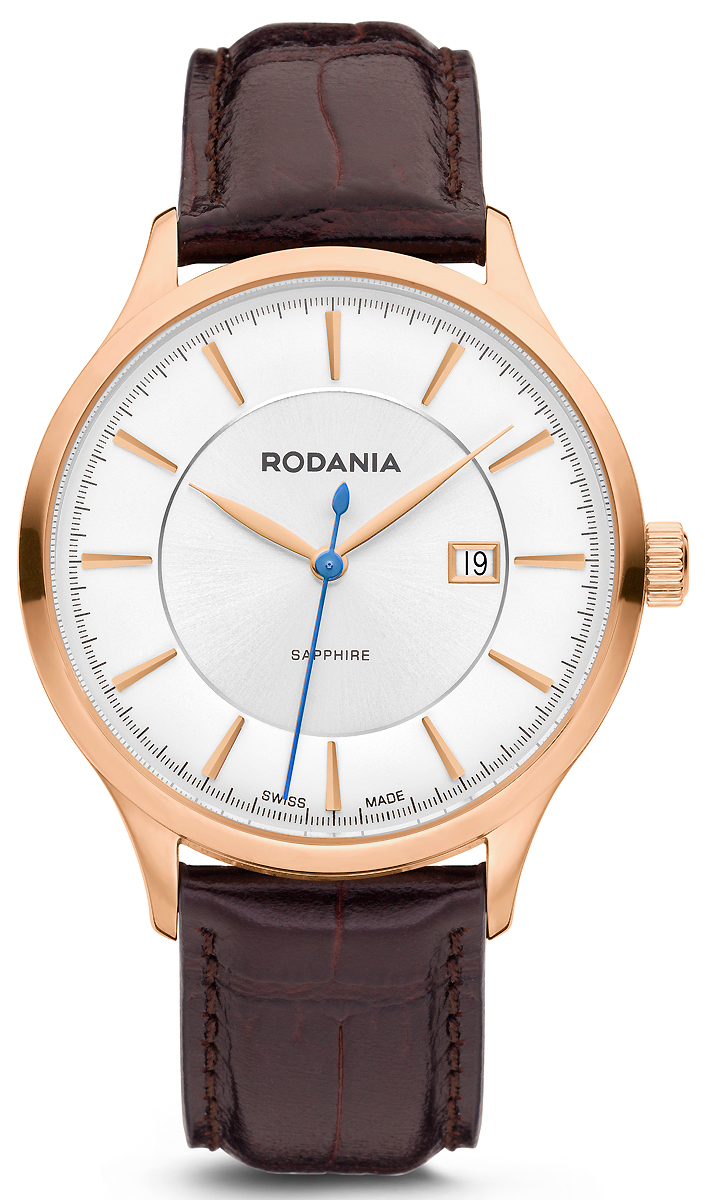 Часы наручные мужские Rodania, цвет: коричневый, розовое золото. 2515033