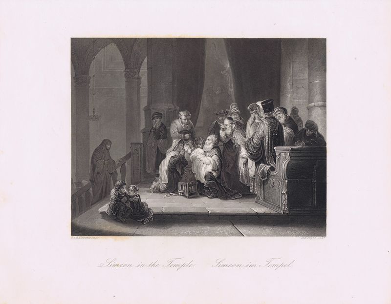 Симеон с младенцем Иисусом в храме. Офорт. Германия, Дрезден и Лейпциг, 1850-е