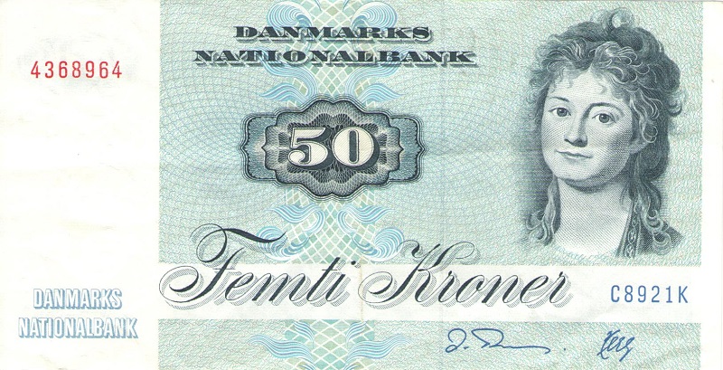 Банкнота номиналом 50 крон. Дания. 1972-1998 года