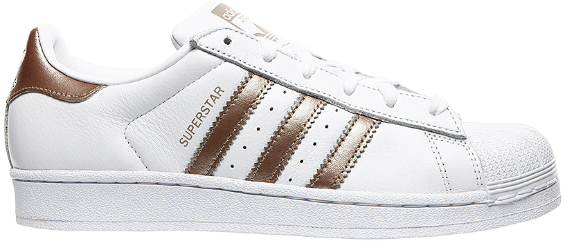 Кроссовки женские Adidas Superstar W, цвет: белый, бронзовый. CG5463. Размер 4 (36)