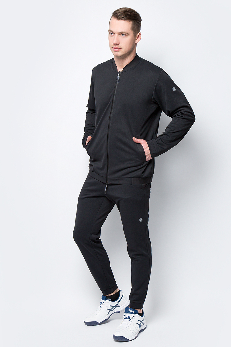 Ветровка мужская Asics Knit Bomber Jacket, цвет: черный. 153436-0904. Размер XXL (52) футболка мужская asics ss top цвет черный 134084 0904 размер xxl 52