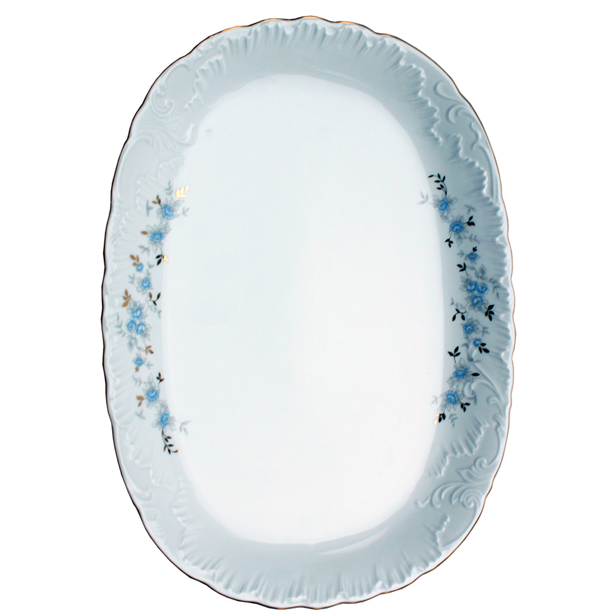Блюдо Cmielow Rococo. Голубой цветок, овальное, 33 см столы