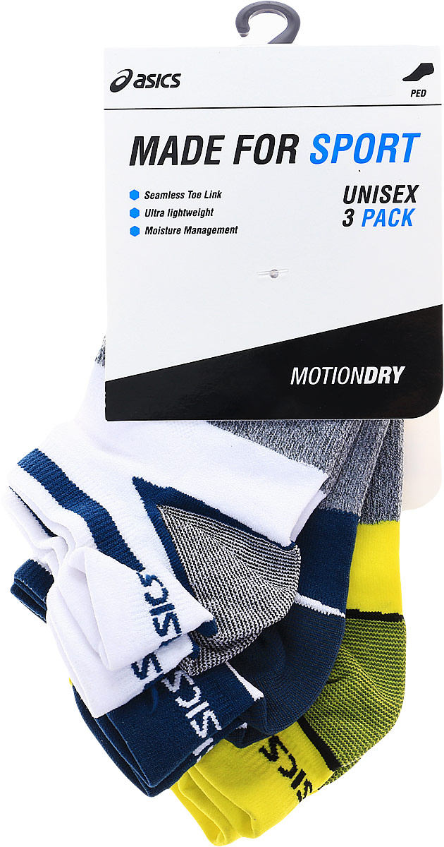 Здесь продается Носки мужские Asics 3PPK LYTE Sock, цвет: белый, синий, желтый, 3 пары. 123458-8094. Размер 35/38 Фото Носки мужские Asics 3PPK LYTE Sock, цвет: белый, синий, желтый, 3 пары. 123458-8094. Размер 35/38
