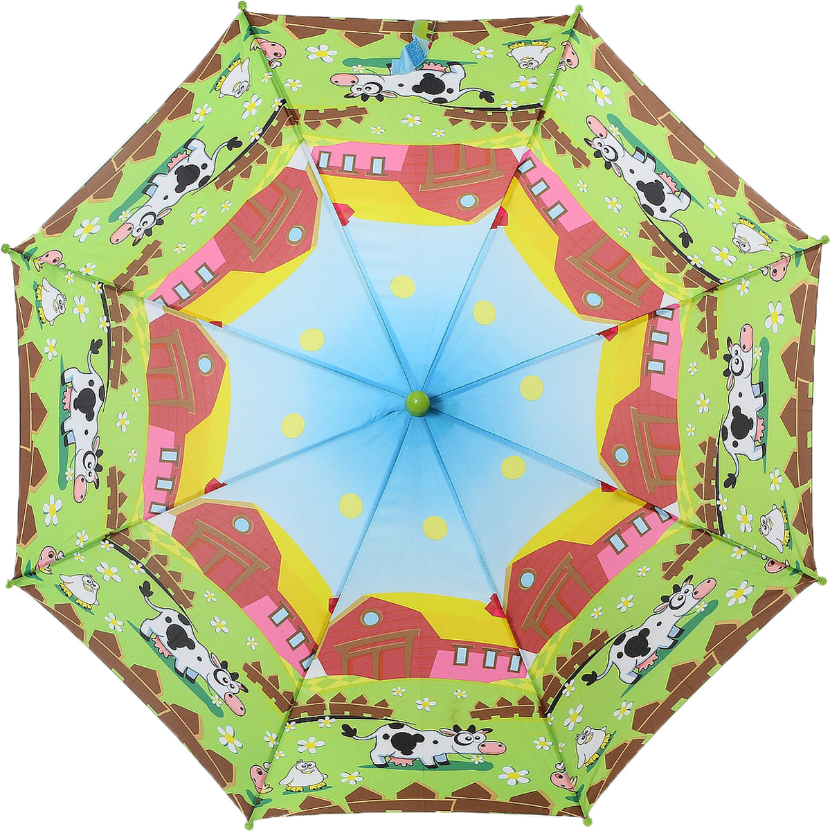 Зонт-трость детский ArtRain, автомат, цвет: голубой, желтый, зеленый. 1651-15