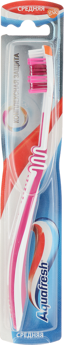 Aquafresh Зубная щетка 3-Way Head средняя, цвет: малиновый