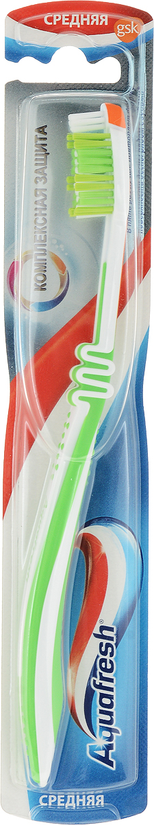 Aquafresh Зубная щетка 3-Way Head средняя, цвет: салатовый
