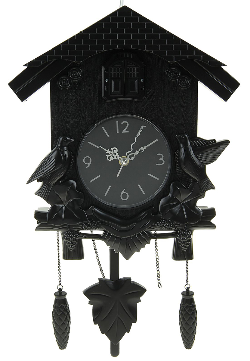 Часы настенные с кукушками, цвет: черный, 30 х 34 см