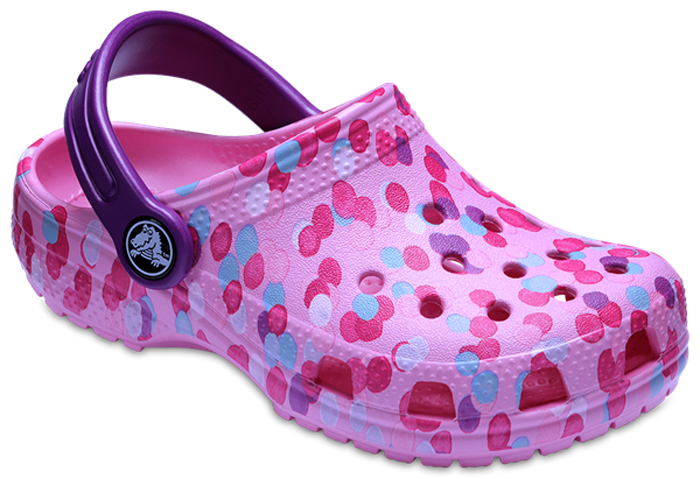 Сабо для девочки Crocs Claassic Graphic Clog Kids, цвет: светло-розовый. 204816-6I2. Размер C12 (29/30)