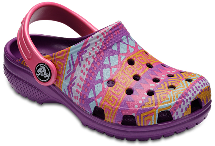 Сабо для девочки Crocs Claassic Graphic Clog Kids, цвет: фиолетовый. 204816-57H. Размер C4 (21)