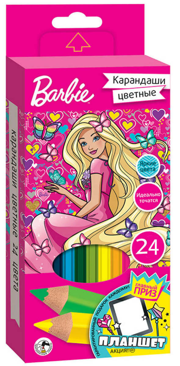 Mattel Набор цветных карандашей Barbie 24 шт