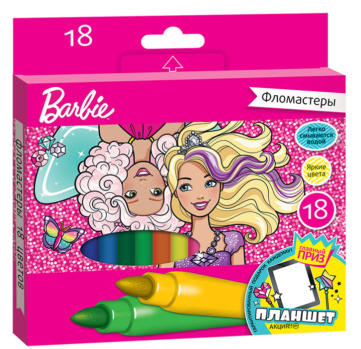 Mattel Набор фломастеров Barbie 18 шт