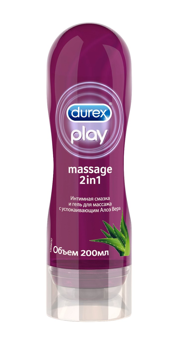 Durex Play Massage 2in1 Интимная смазка и гель для массажа с успокаивающим Алоэ Вера, 200 мл