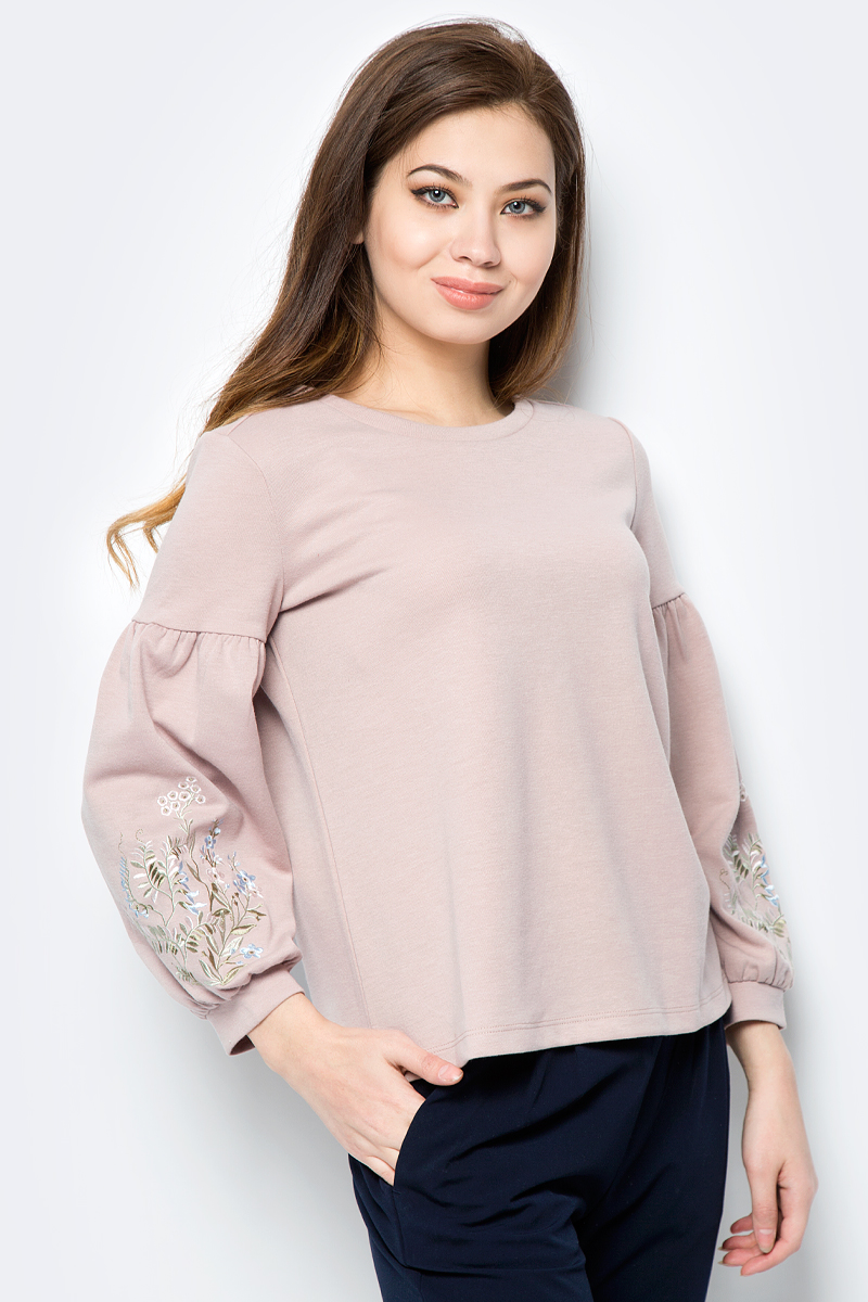 Джемпер женский Sela, цвет: бежевый. St-313/019-8112. Размер XL (50) джемпер для мальчика sela цвет оранжевый st 713 094 8112 размер 110