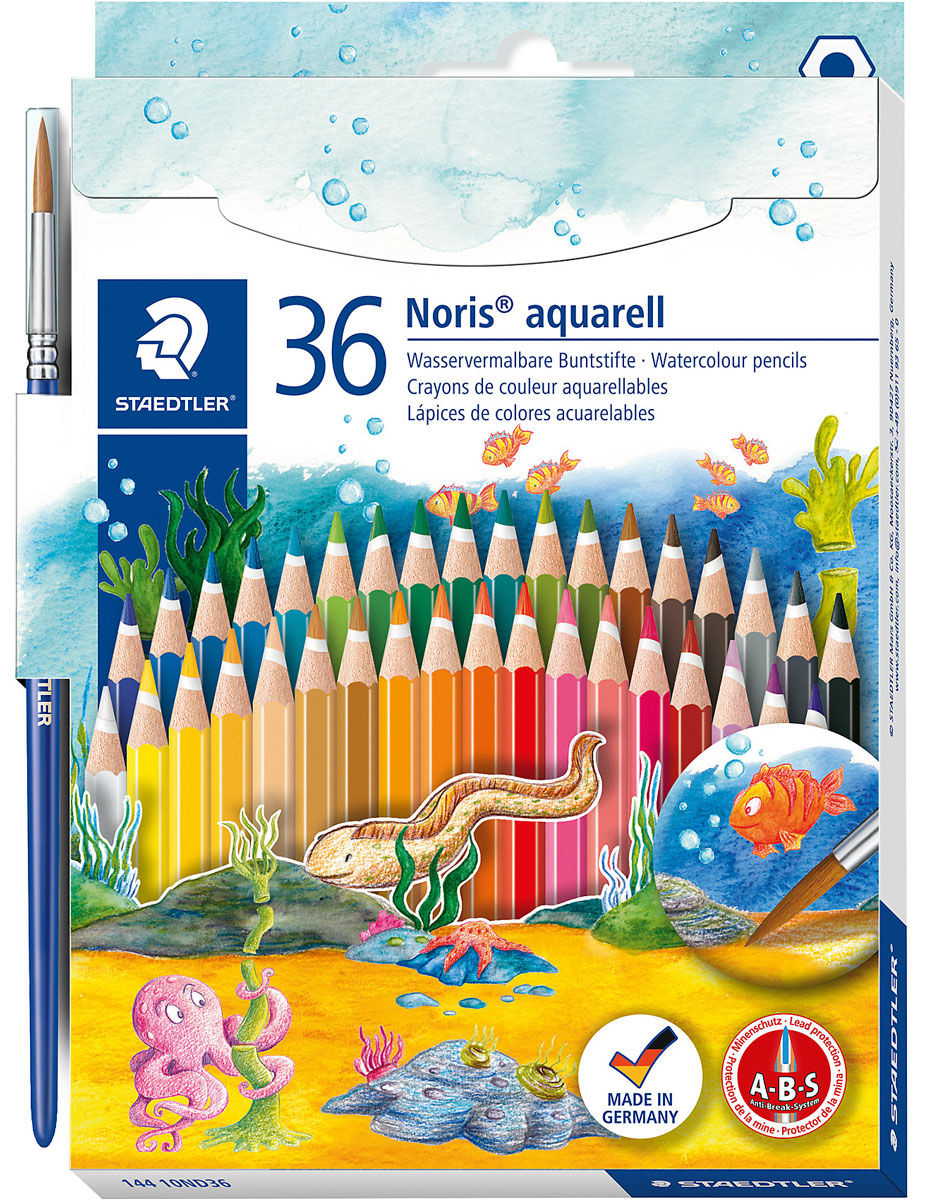 Staedtler Набор акварельных карандашей Noris Club с кисточкой 36 цветов