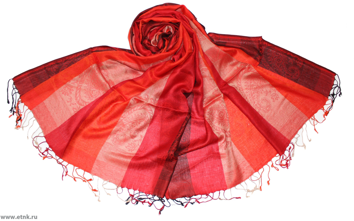 Палантин Ethnica, цвет: красный, оранжевый. 480250н. Размер 70 см x 180 см