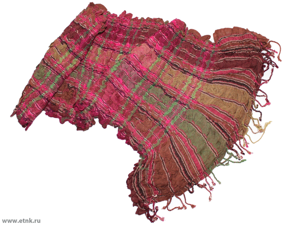 Шарф женский Ethnica, цвет: вишневый, зеленый. 279125н. Размер 50 см x 170 см